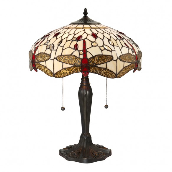 Dragonfly beige 2-flammig Tischleuchte